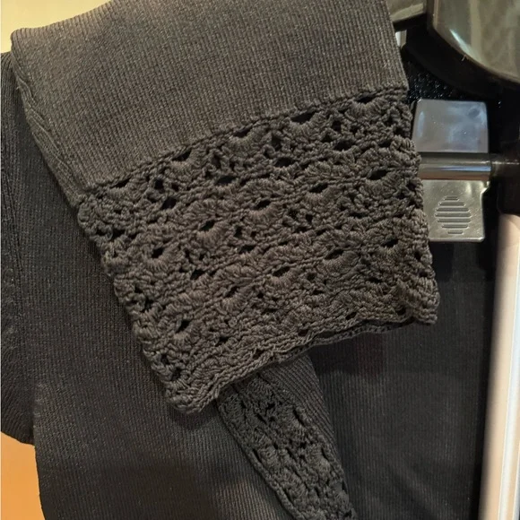 Black Women's Cardigan with lace trim - Picture 4 of 9